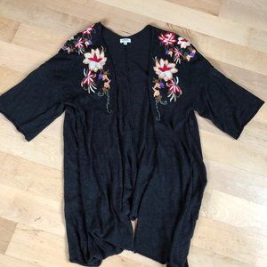Umgee Floral Embroidery Duster Kimono